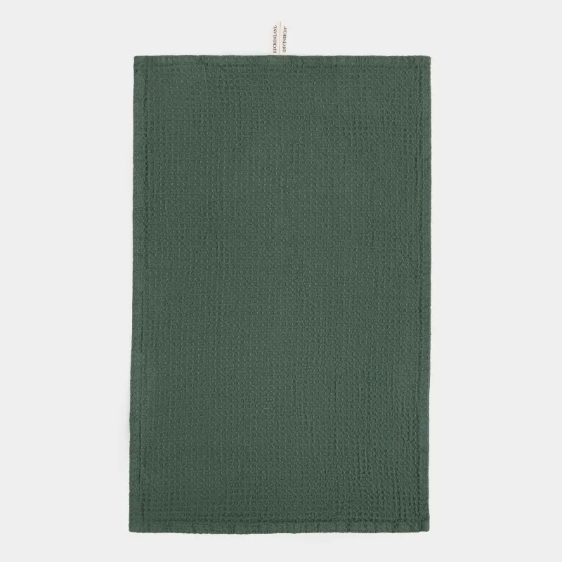 Полотенце кухонное, 40х60 см, 3 шт, хлопок, зеленое/молочное, Олень/Клетка, Woodland story, image-3