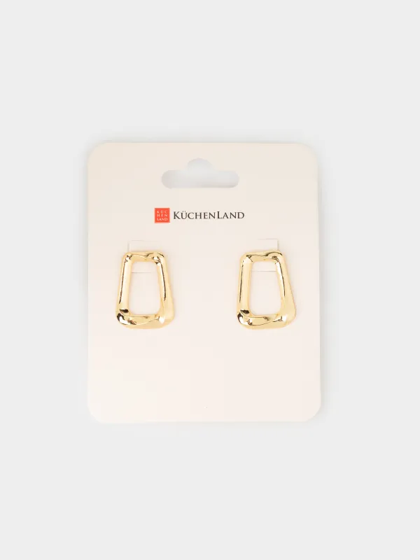 Серьги-пусеты, 3 см, 2 шт, металл, золотистые, Геометрия, Jewelry, image-4