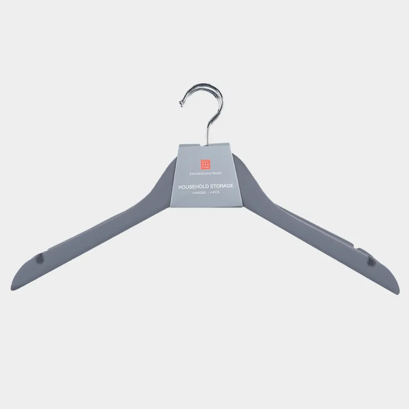 Вешалка-плечики, 44 см, 4 шт, без перекладины, дерево, серая, Wooden house, image-2