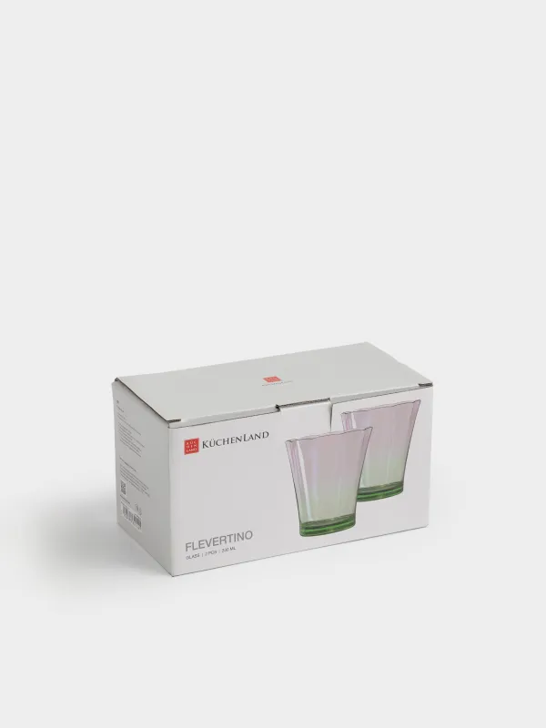 Стакан, 10 см, 330 мл, 2 шт, стекло, лилово-зеленый, Flevertino, image-4