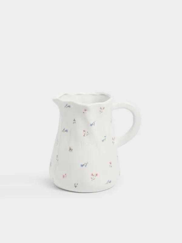 Кувшин, 1,4 л, керамика D, молочный, Нежные цветы, El flora, image-0