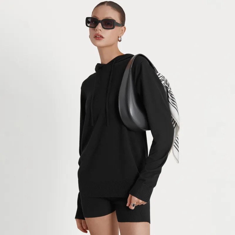 Худи женское, вискоза/полиамид, черное, Camilla