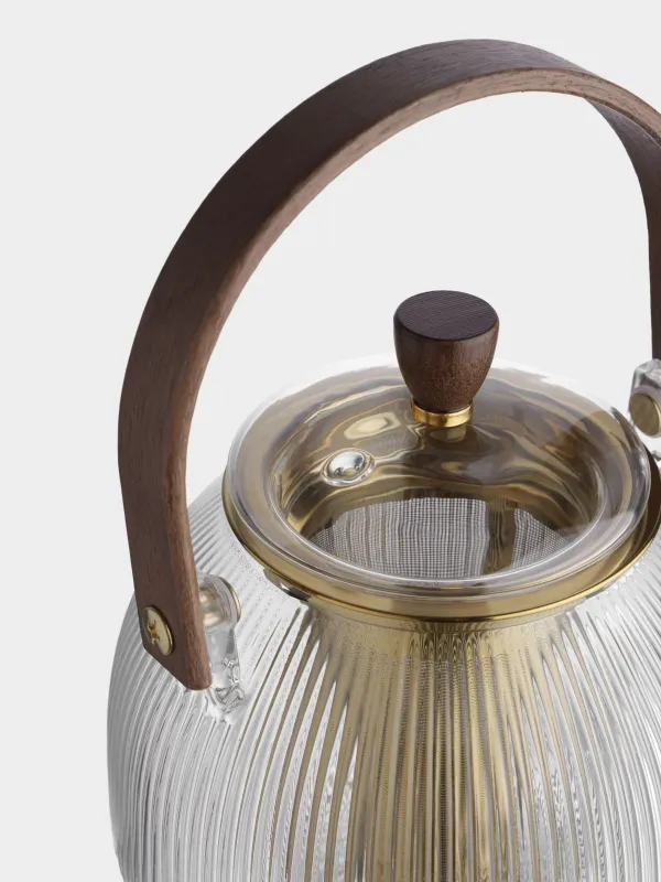 Чайник заварочный, 1 л, стекло Б/сталь, золотистый, Ribby gold, image-3