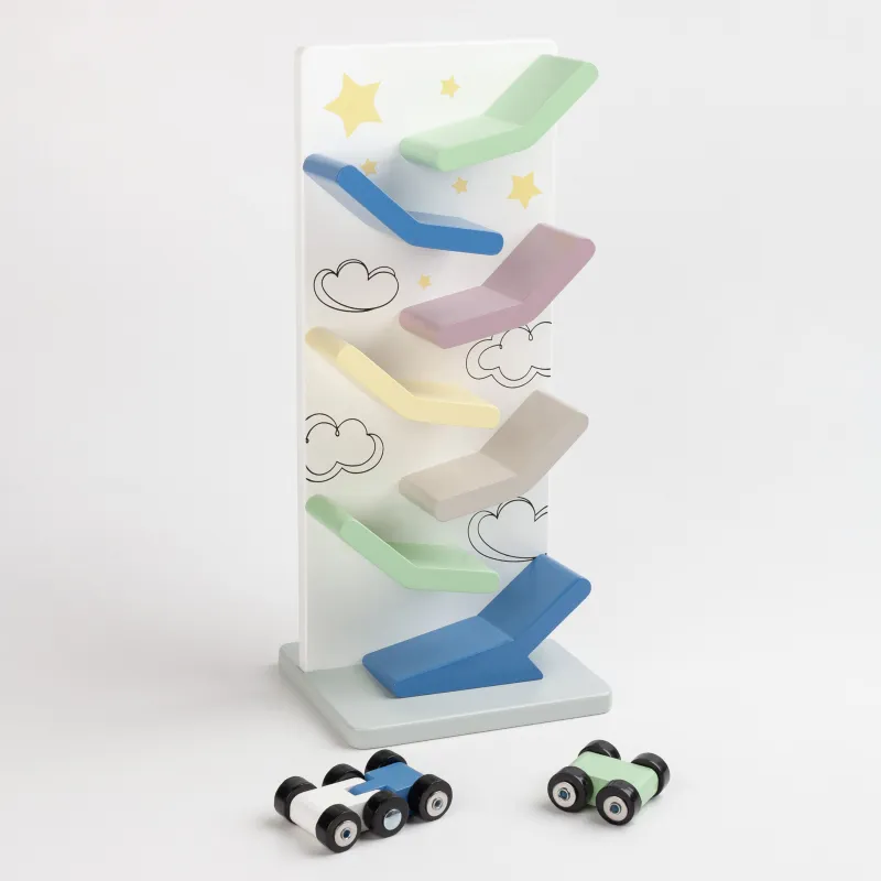 Игрушка, 27 см, дерево, Гоночный трек с машинками, Kiddy, image-1