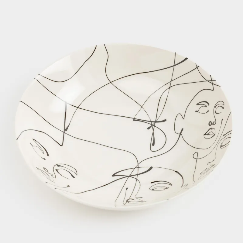 Тарелка суповая, 20х5 см, 2 шт, фарфор N, молочная, Абстрактные лица, Face, image-3