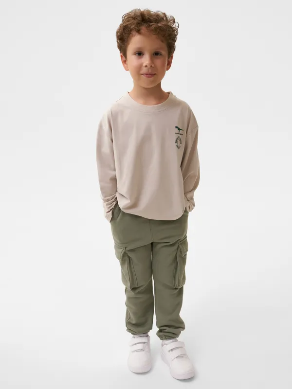 Лонгслив детский, для мальчиков, хлопок/спандекс, серо-бежевый, Carson, image-3