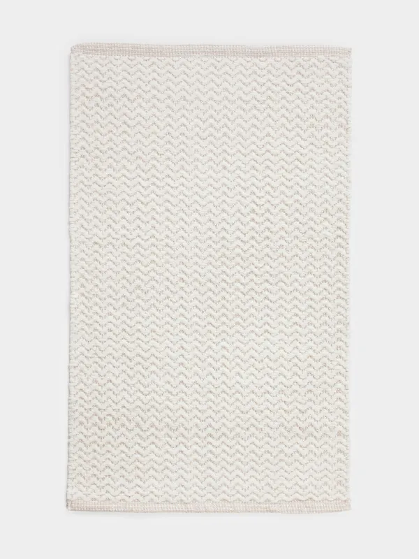 Коврик, 50х80 см, хлопок, молочно-бежевый, Зигзаги с люрексом, Shiny threads, image-0