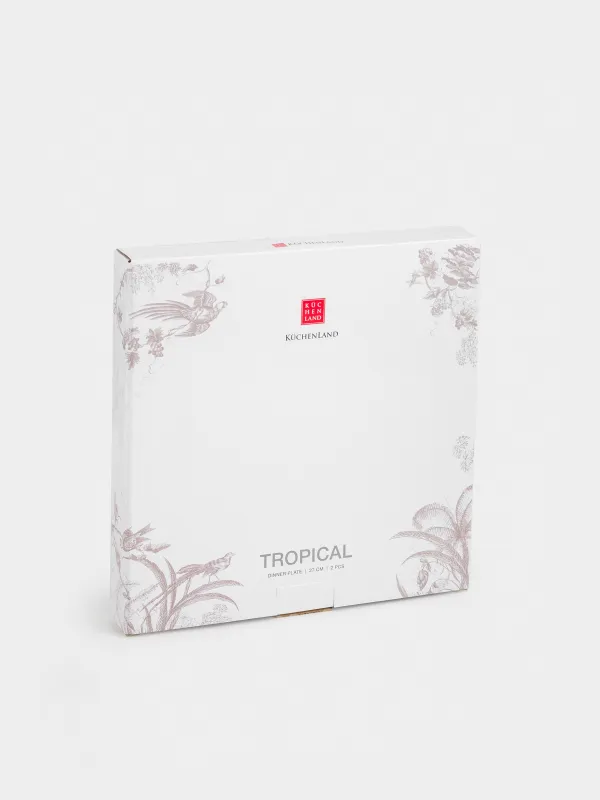 Тарелка обеденная, 27 см, 2 шт, фарфор P, бело-бежевая, Джунгли, Tropical, image-6