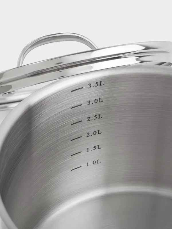 Кастрюля, 20 см, 3,8 л, с крышкой, сталь/стекло Б, Silver Stone, image-4