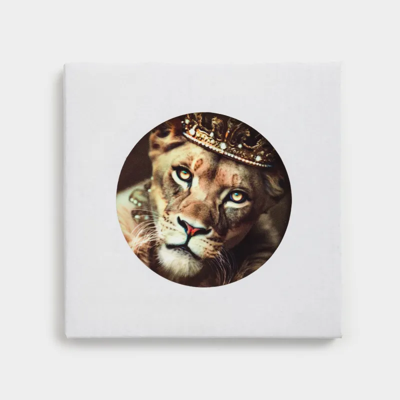 Подставка под кружку, 11 см, круглая, керамика/пробка, черная, Львица, Brutal style, image-3