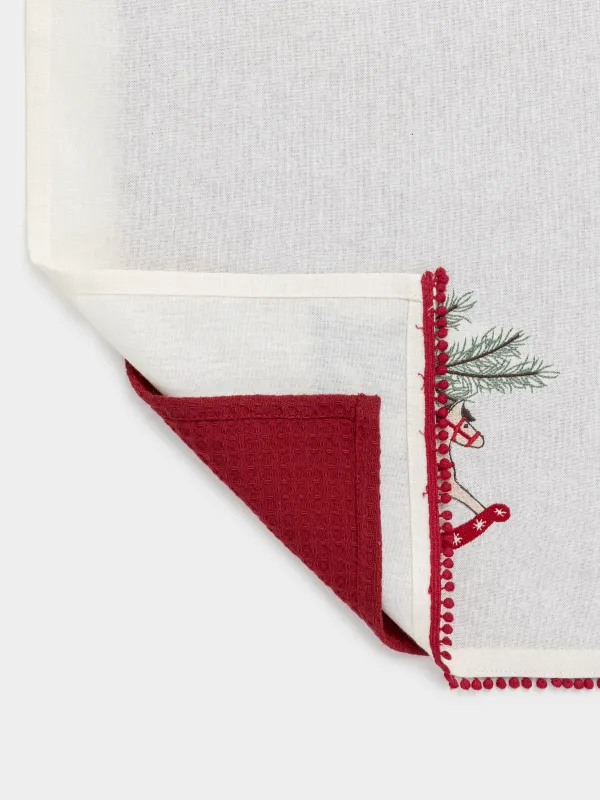 Полотенце кухонное, 40х60 см, 2 шт, хлопок, молочное/красное, Лошадка, Christmas traditions, image-5