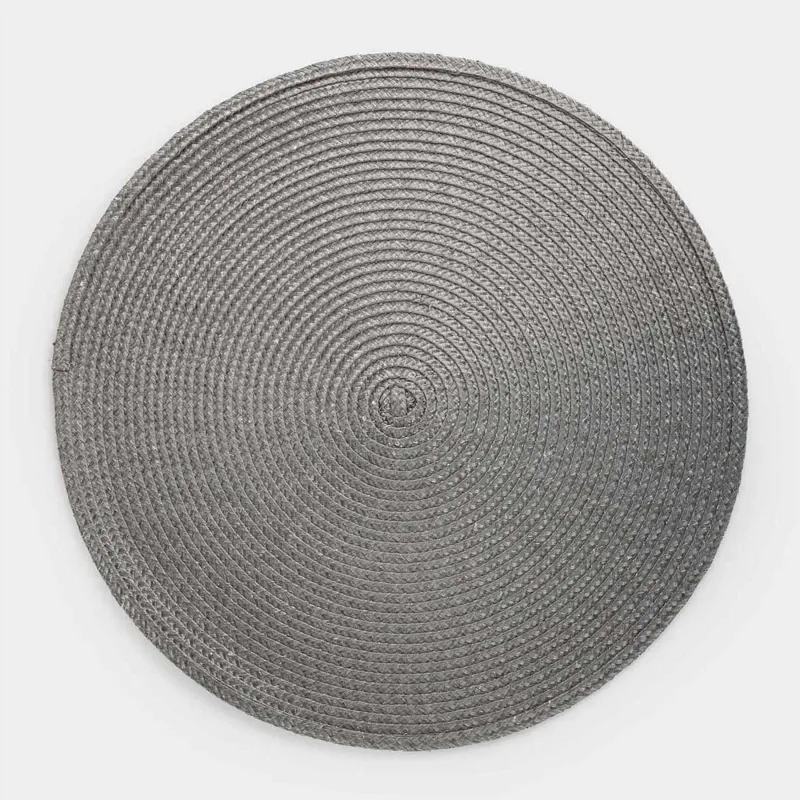 Салфетка под приборы, 38 см, полиэстер, круглая, графитовая, Ring mix