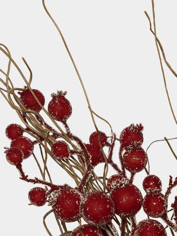 Ветка декоративная, 60 см, Заснеженные красные ягоды, Red berry, image-1