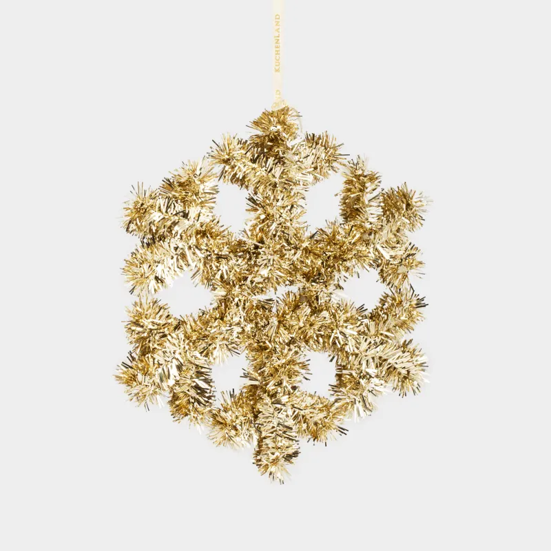 Игрушка елочная, 17 см, мишура/пластик, шампань, Снежинка, Tinsel christmas