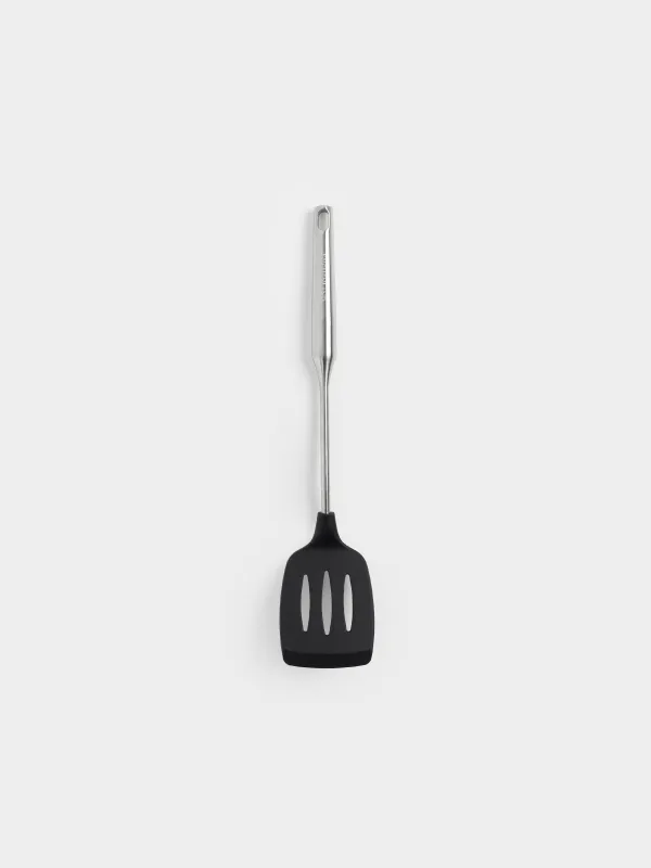Лопатка, 39 см, с прорезями, силикон/сталь, черная, Nova black, image-0