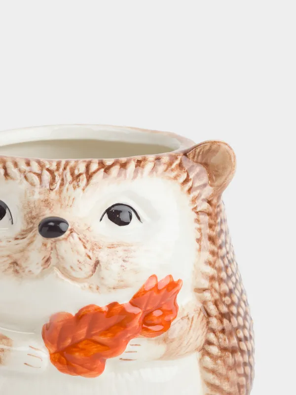 Подставка для кухонных принадлежностей, 13 см, керамика, молочно-коричневая, Еж, Forest symphony, image-1