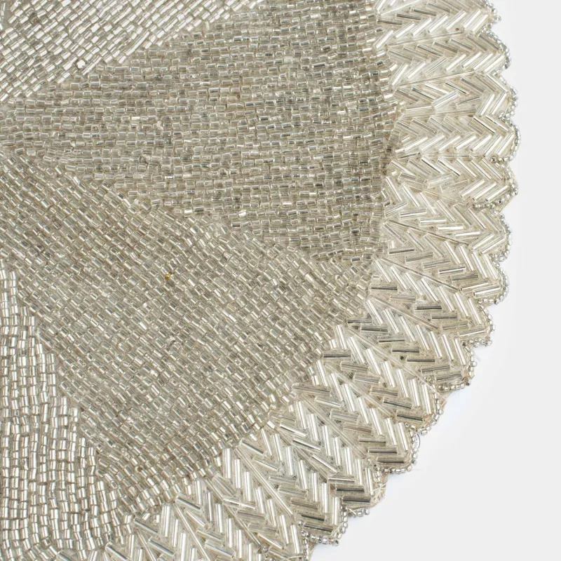 Салфетка под приборы, 36 см, бисер, круглая, золотистая, Art beads, image-3