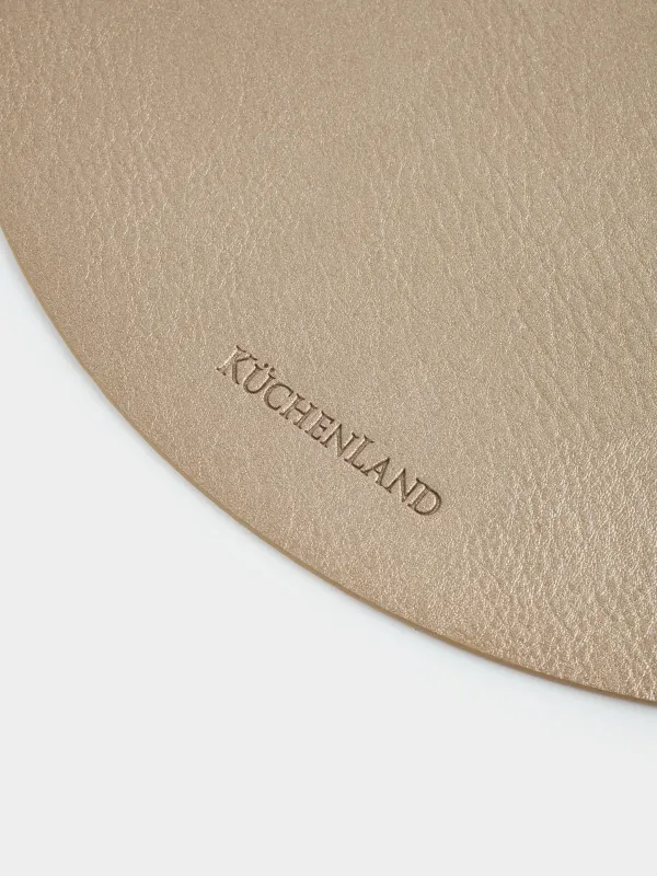 Салфетка под приборы, 33 см, ПВХ, круглая, песочно-бежевая, Rock, image-3