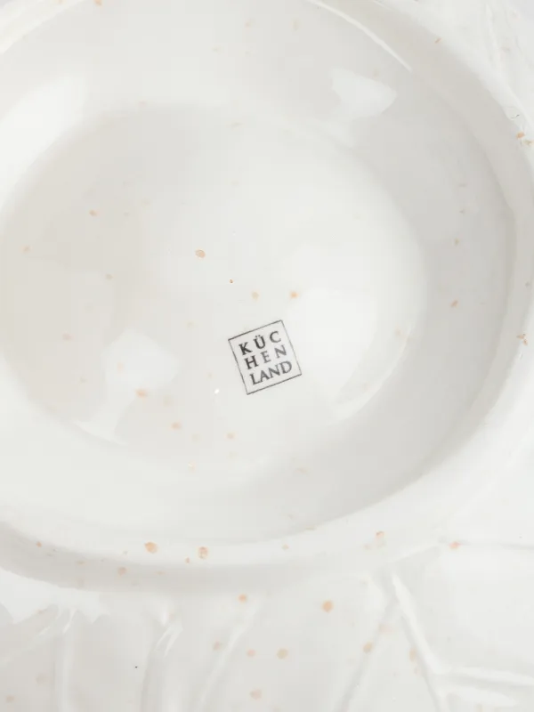 Блюдо, 24х7 см, с соусником, керамика, молочное, в крапинку, Еж на листьях, Slight frost, image-4