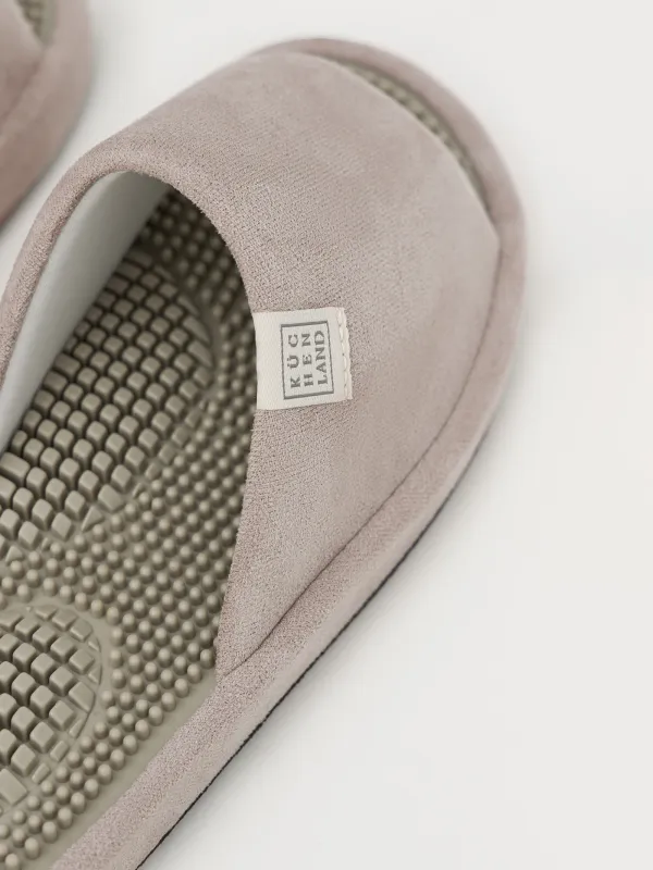 Тапочки женские, домашние, вельвет/резина, серо-лиловые, Lint, image-3