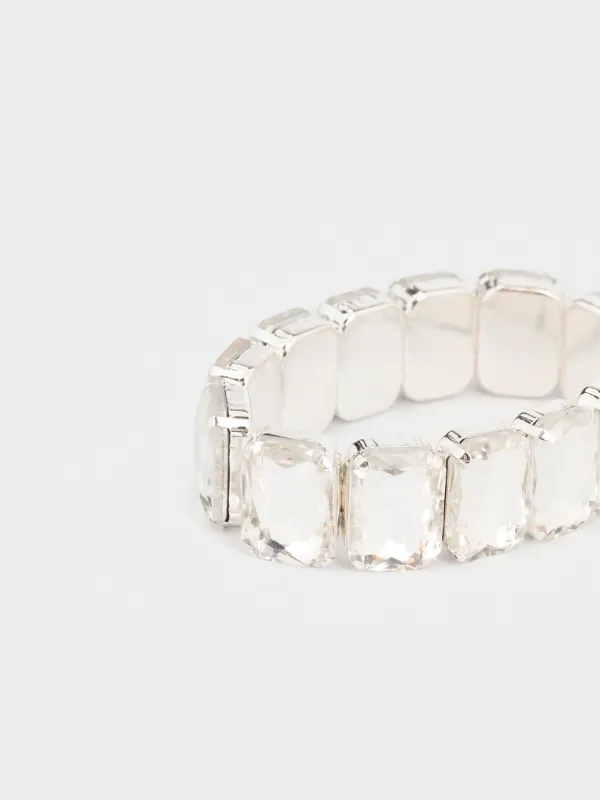 Браслет, 18 см, стекло/металл, серебристый, Кристаллы, Jewelry crystal, image-1