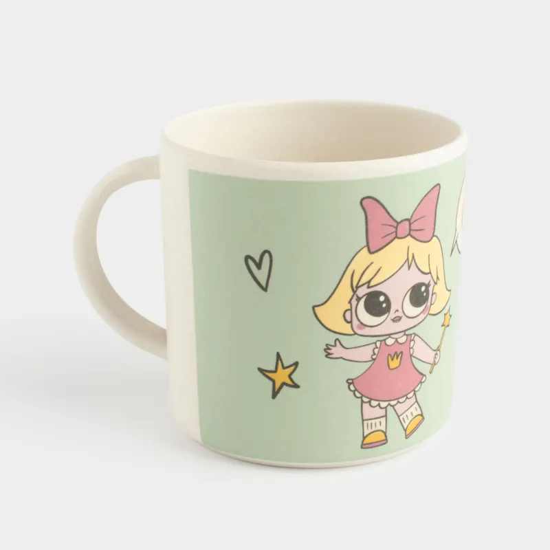 Кружка, детская, 350 мл, бамбук, зеленая, Девочки в платьях, Sweet loli, image-1