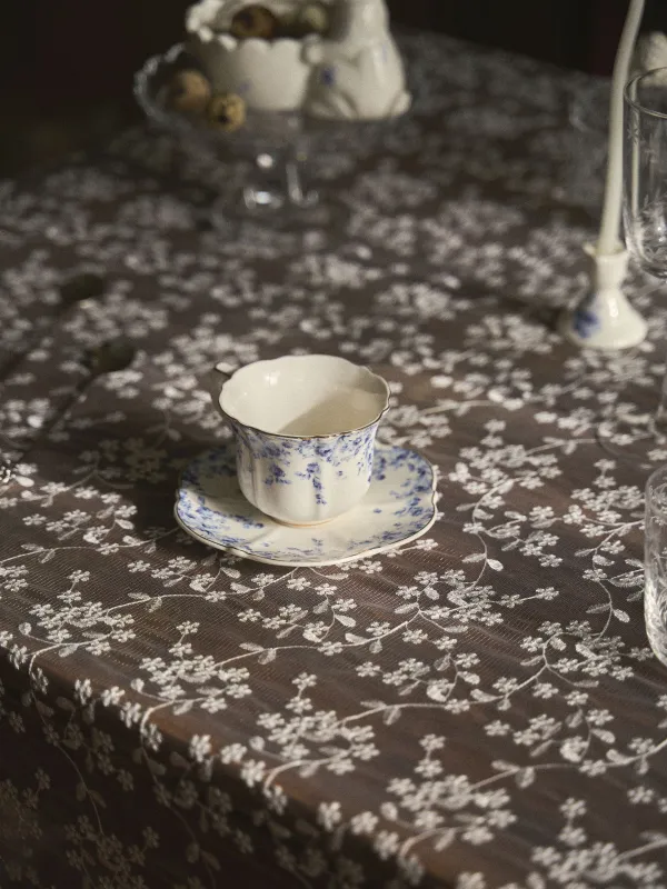 Скатерть, 170х250 см, с кружевом, Ажурные цветы, Lace flowers, image-8