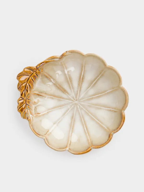 Блюдо глубокое, 23х7 см, керамика R, молочно-коричневое, Тыква с листьями, Pumpkin velir, image-2