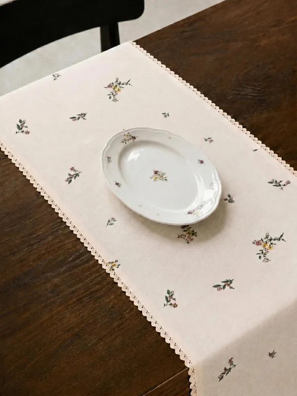 Дорожка настольная, 40х160 см, с кружевом, Цветы, El flower, image-2