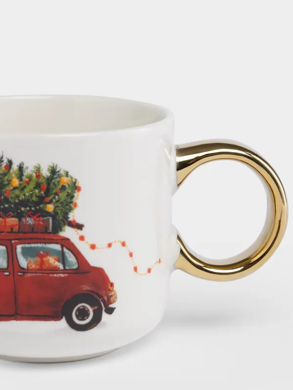 Кружка, 360 мл, Машина c елкой, Red car, image-1