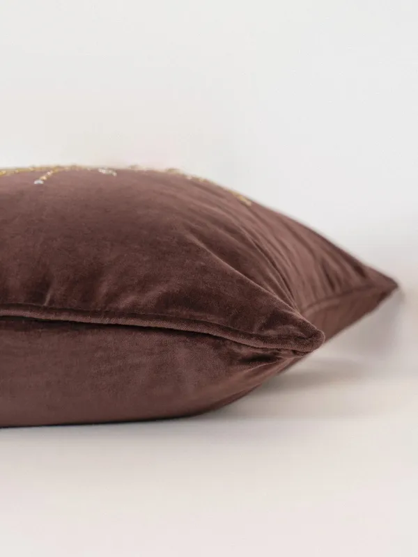 Подушка декоративная, 50х50 см, вельвет/бисер, коричневая, Шмель, Bugs, image-5