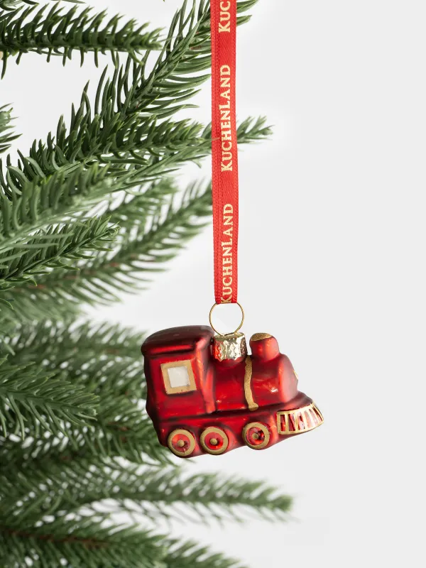 Игрушка елочная, 4 см, стекло, с блестками, красная, Паровоз, Figure christmas, image-3