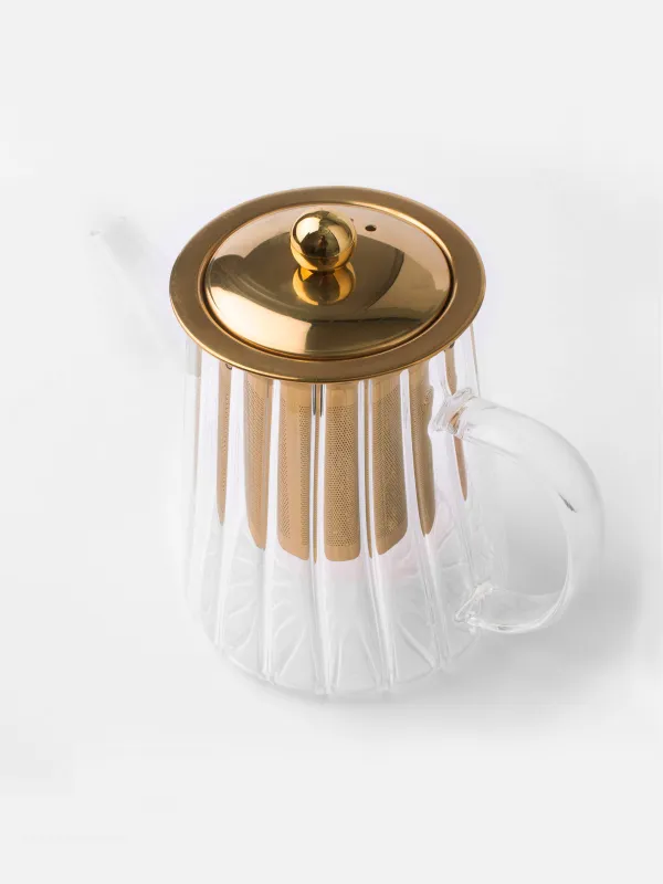 Чайник заварочный, 600 мл, стекло Б/сталь, золотистый, Camellia gold, image-2