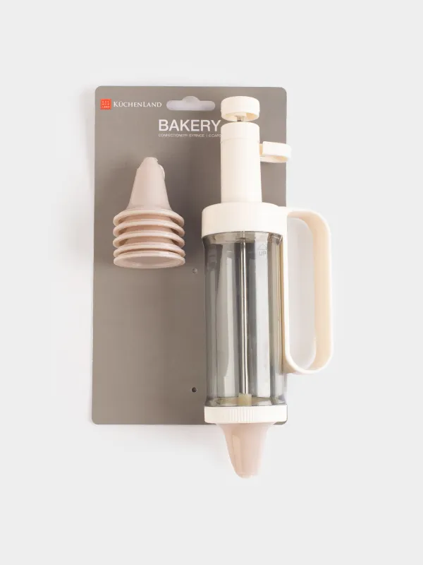 Шприц кондитерский, 22 см, 6 насадок, пластик, молочный, Bakery, image-7