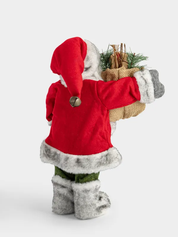 Изделие декоративное, 30 см, пластик/полиэстер, красно-серое, Санта с мешком, Magic time, image-4