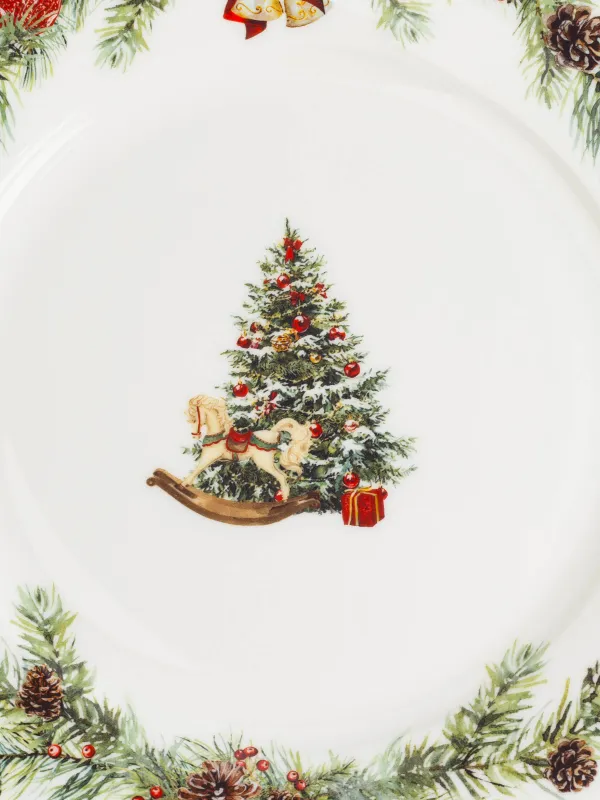 Тарелка обеденная, 27 см, фарфор F, белая, Лошадка с елкой, Christmas miracle classic, image-2
