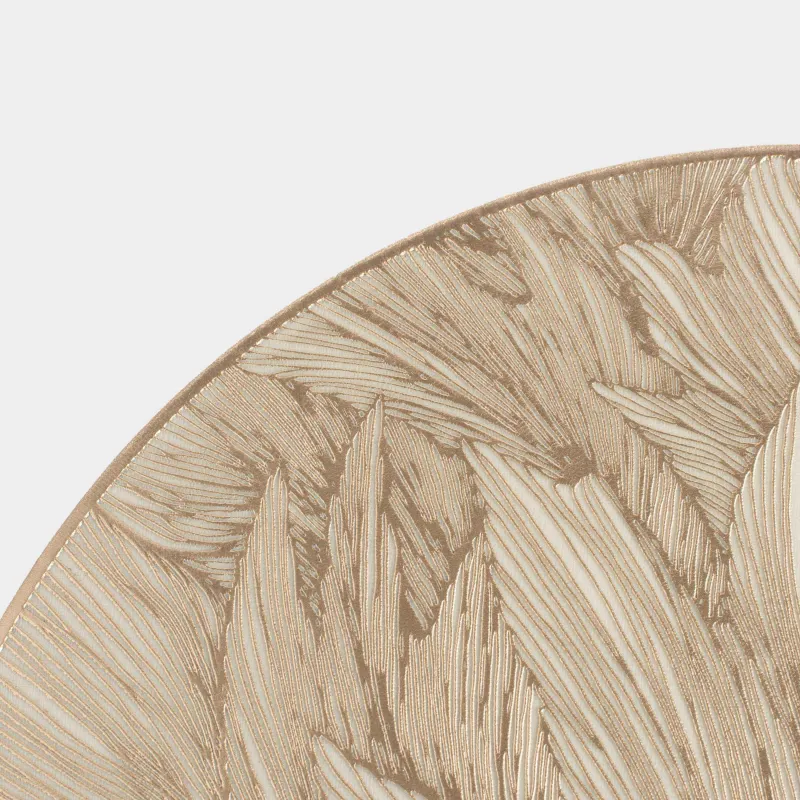 Салфетка под приборы, 38 см, ПВХ, круглая, золотистая, Лист, Azhur, image-4
