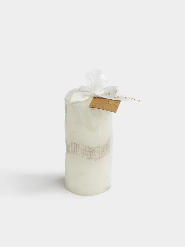 Свеча, 7x15 см, цилиндрическая, с блестками, Ribbed candle, image-2