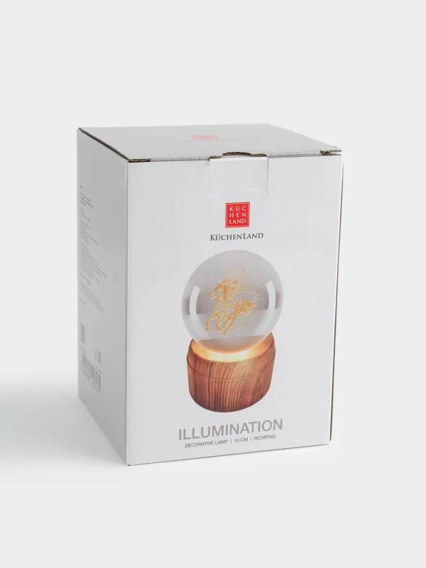 Светильник декоративный, 13 см, с подсветкой, вращающийся, стекло/пластик, Конь, Illumination, image-3