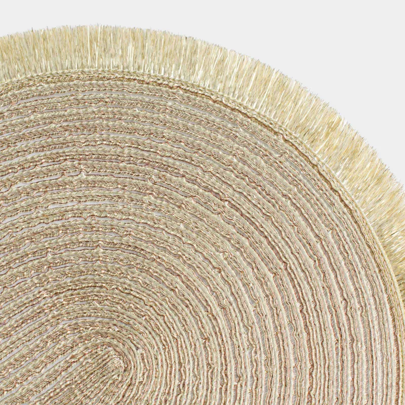 Салфетка под приборы, 30х45 см, с бахромой, полиэстер, овальная, золотистая, Rotary shine, image-1