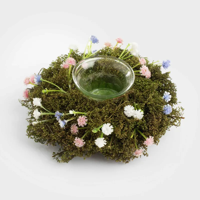 Подсвечник, 16 см, для чайной свечи, стекло/полынь, Незабудки, Delicate posy decor, image-2