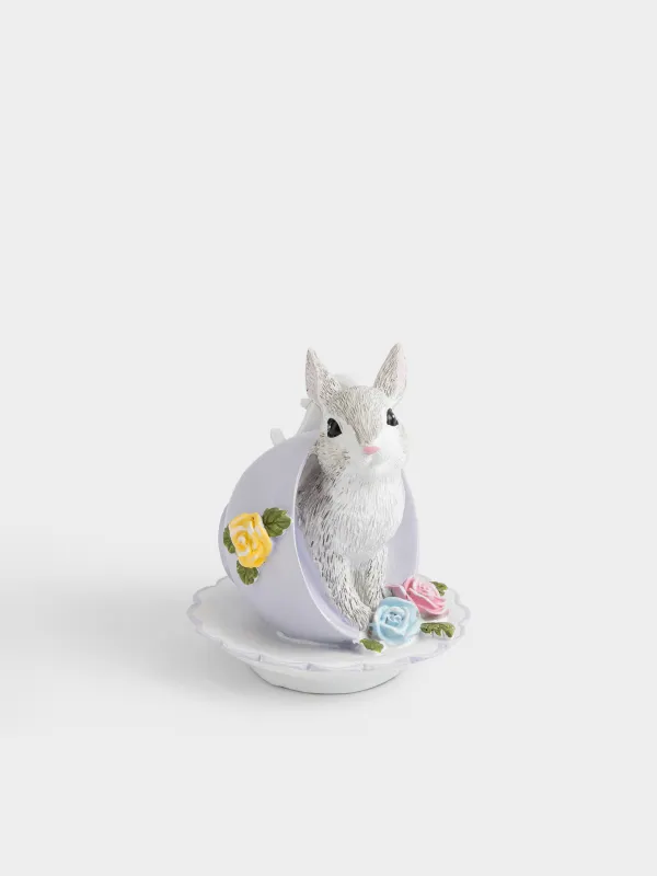 Статуэтка, 11 см, полирезин, цветная, Кролик в чашке, Easter, image-0