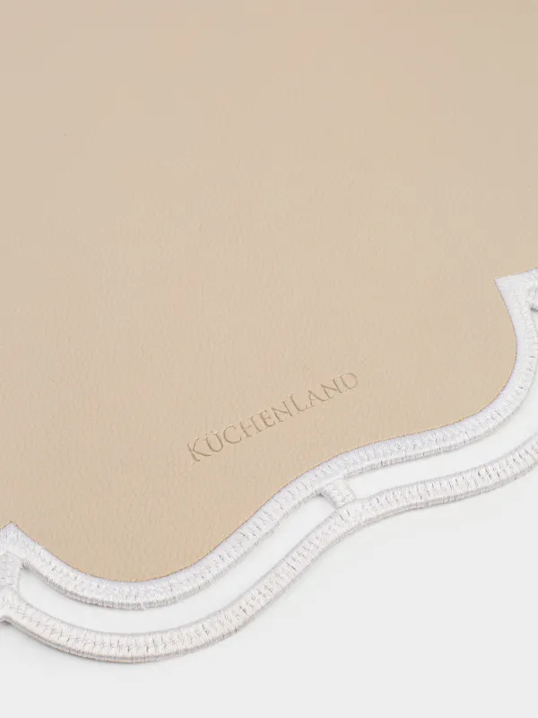 Салфетка под приборы, 38 см, ПВХ/полиэстер, фигурная, бежевая, Rock vintage, image-2