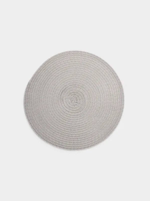 Салфетка под приборы, 38 см, полипропилен/ПЭТ, круглая, светло-серая, Basic, image-0