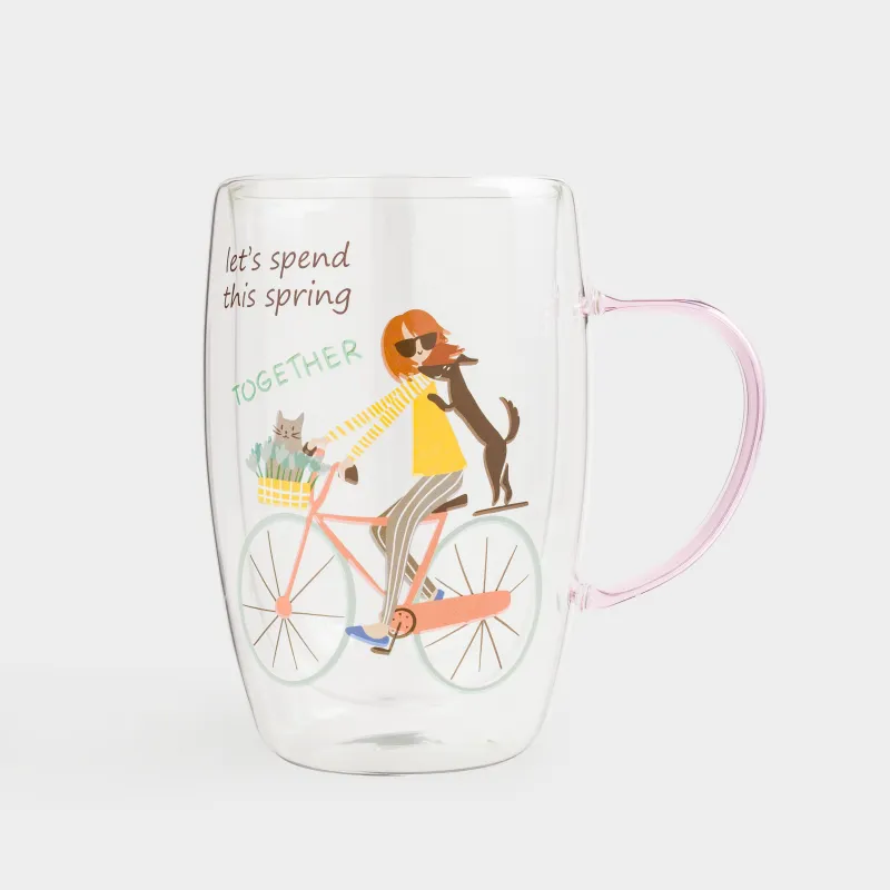 Кружка, 440 мл, 2 шт, стекло Б, розовая, Spring together, Air decor, image-1