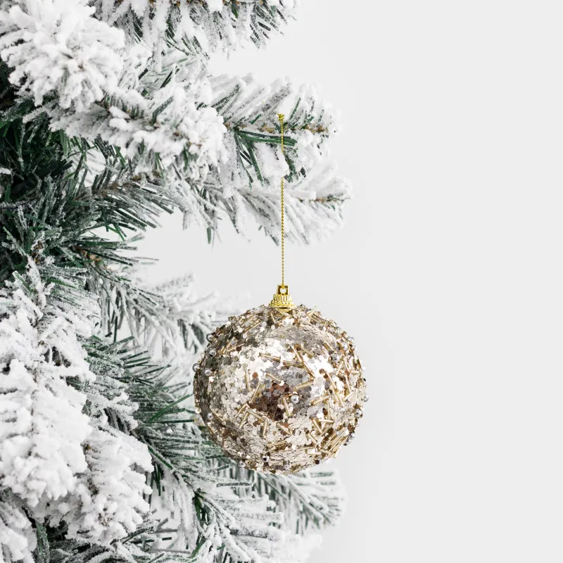 Игрушка елочная, 9 см, пенопласт, шампань, Шар в стразах, Ball sparkle, image-2