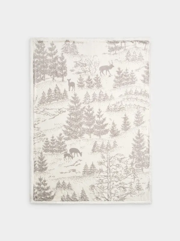 Плед, 130х170 см, двусторонний, Олени в лесу, Flannel, image-3