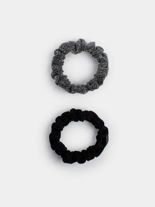 Набор резинок для волос, 7 см, 2 шт, полиэстер, черный/серебристый, Hairstyle, image-0
