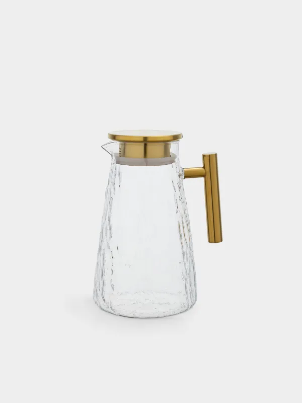 Кувшин, 1,6 л, с крышкой, стекло/металл, золотистый, Glacial gold, image-0