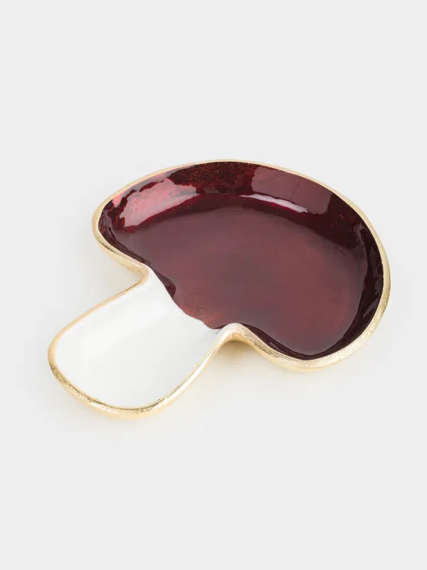 Блюдо декоративное, 18x15х2 см, металл, коричнево-молочное, Гриб, Fungi, image-0